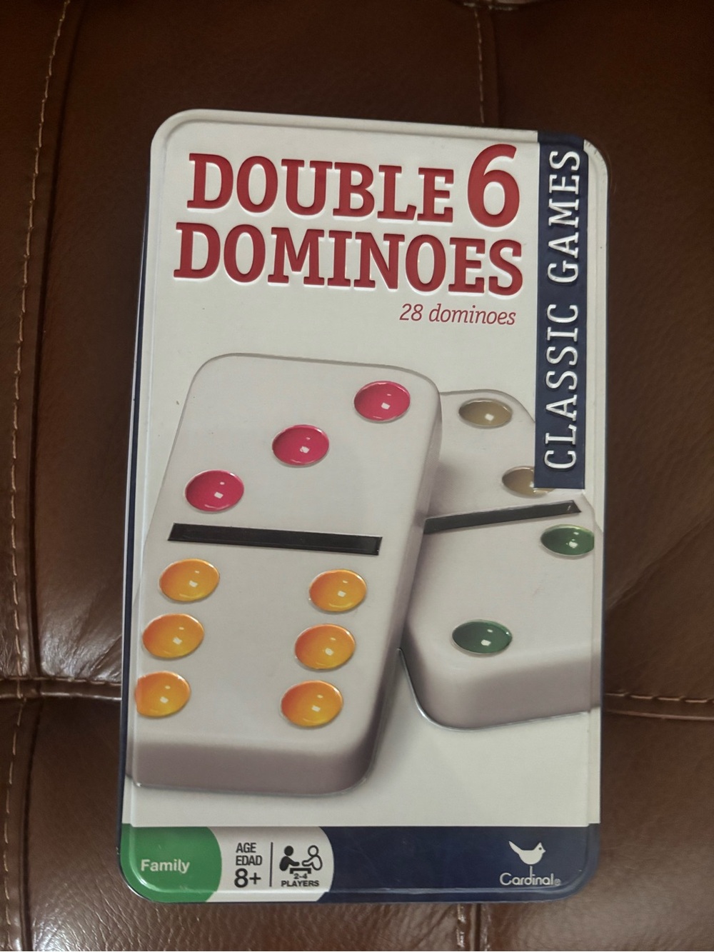Double 6 Dominoes Classic Games - White with Multicolor Dots